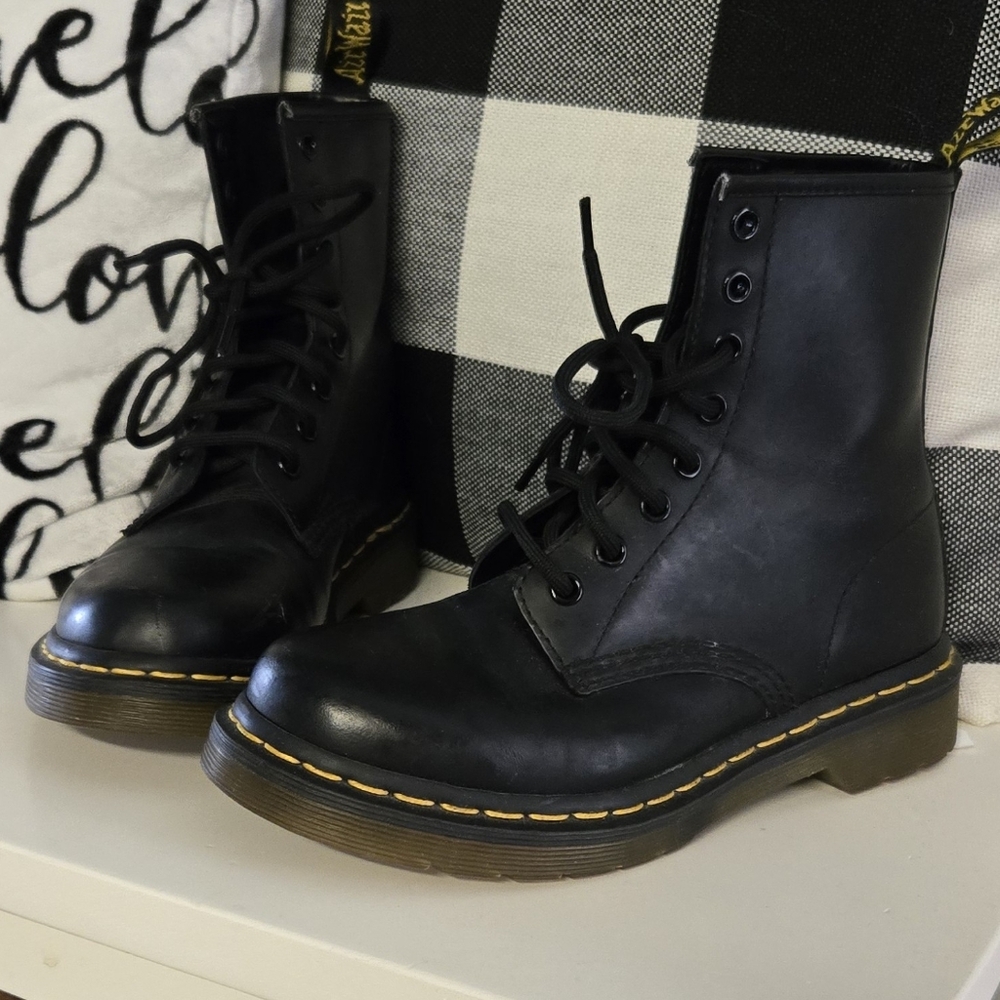 Dr. Martens Black Boots with Yellow Accents - Picture 3 of 6